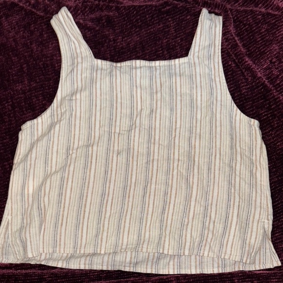 (40) Lucky Brand Tan and Cream Ribbed Sleeveless Tank Top - Picture 4 of 7